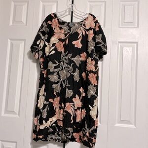 Original linen blend black & peach tunic top dress size XXL
